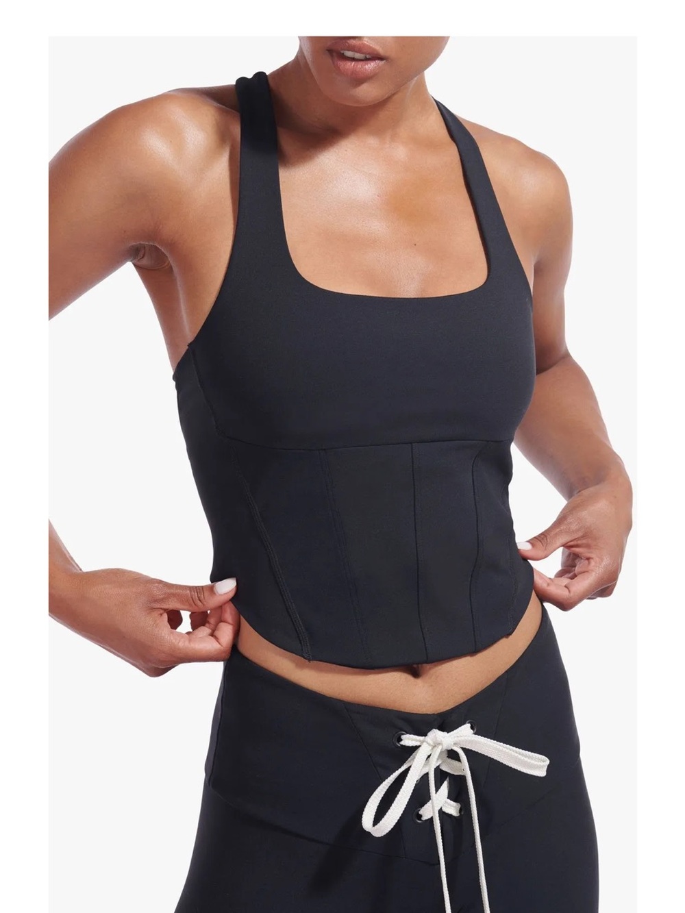 Staud x New Balance Black Square Neck Corset Top